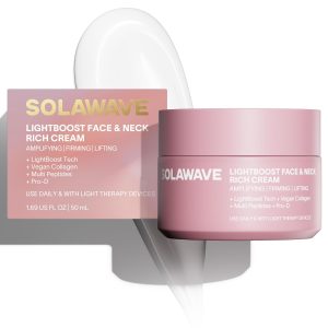 Solawave LightBoost Rich Cream for Face Neck | Boosts Effects of Red Light Therapy | Daily Anti Aging Skin Firming Moisturizer | Reduces Appearance of Fine Lines Wrinkles Increases Hydration