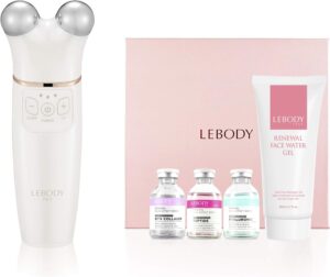 FACE Pink Box Edition Facial Lifting Toning Tightening and Firming Device with Microcurrent Professional Home Skin Therapy Anti Aging Beauty Machine LEBODY LAB Set White