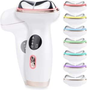 Microcurrent Facial Device with Red Light Therapy 7 in 1 LED Sculptor Cooling Gua Sha for Face Neck Eye Firming Depuffing Double Chin Reduction