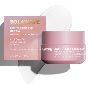 Solawave LightBoost Eye Cream | Reduces Appearance of Dark Circles Puffiness Under Eye Bags | Anti Aging Wrinkle Smoothing Brightening Hydrating Collagen Support | Enhances Red Light Therapy