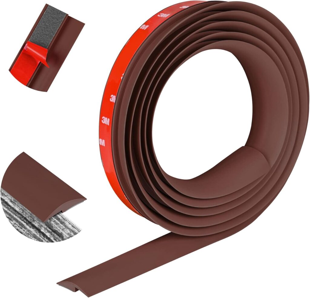 10Ft Floor Transition Strip Self Adhesive Carpet to Tile Floor Edging Trim PVC Threshold Strips, Peel and Stick Floor Joining Strip Suitable for Threshold Height Less Than 5mm(Coffee)