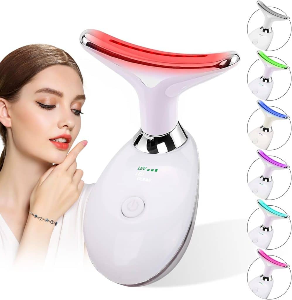 7-Color Light Facial Massager & Neck Contouring Device - Beauty Slimming Tool with Heat Therapy