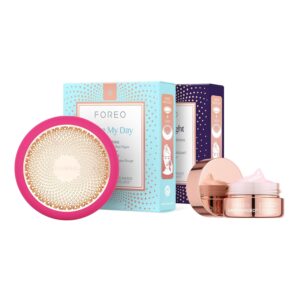 FOREO Hyper Hydra UFO 3 Bundle Face Moisturiser Device + 14 UFO Activated Masks + Hydrating Night Mask 05 oz Red Light Treatment Thermo Cryo Treatment Skin Care Fuchsia