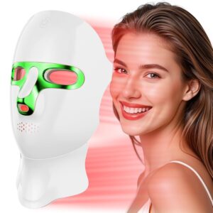 Red Light Therapy Mask for Face Neck LED Face Light TherapyUSB C RechargeableInfrared Mask for Home Working Travel Yoga White Gold White Green