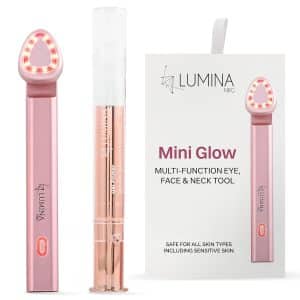 Mini Glow Pro 5 in 1 LED Face Wand Skin Lifting Toning Firming Facial Massager with EMS Microcurrent Red Blue Light at Home Neck Contouring Beauty Device Sculpting Tool