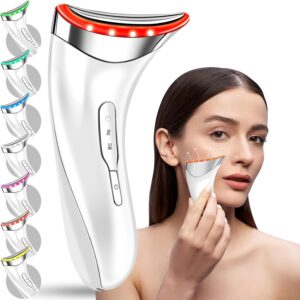 Facial Massager Face Lifting Device Red Light Therapy for Face and Neck Face Massager with 7 Color Face Toning Devices White