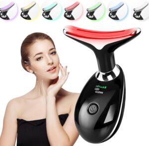 Face and Neck Massager Tool 7 Colors LED Womens Skin Care Facial Massager for Skin Rejuvenation Lifting Toning Glow Boost