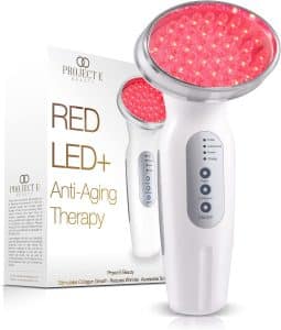 RED LED+ Anti Aging Therapy by Project E Beauty | Collagen Boosting | Instant Firming and Lifting | Reduces Fine Lines Wrinkles | Tightens Tones | Rechargeable Portable Red LED Therapy