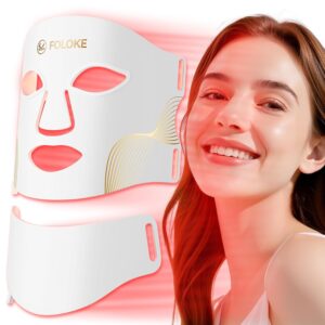 FOLOKE LED Light Therapy Mask Skin Care 103 3 in 1 Fusion LED Beads LEDs face mask neck mask Infrared Red Wavelength for Home Use Advanced Skincare Made Easy clear