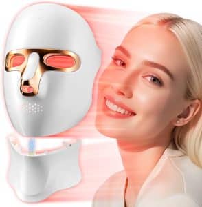 Red Light Therapy Mask for FaceCordless 120 LED Face Mask Light Therapy with Neck DeviceUSB C RechargeableInfrared Light Therapy Mask for Home Working Travel Yoga Sleep