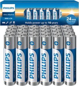 PHILIPS AAA Batteries 24 Pack | 15v Ultra Alkaline Triple A Battery | 132 More Power Then Industry Standard | Long Lasting | 10 Year Shelf Life | Great for Indoor Outdoor Use | Premium Performance
