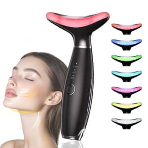 Facial and Neck Beauty Massager7 Color Face and Neck Beauty Device with 3 Massage Modesat Home Face Culpting Tool for Skin CareBlack