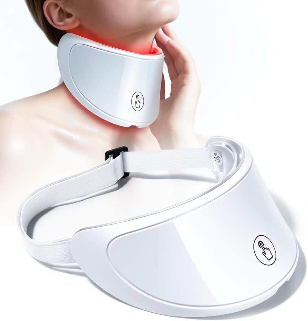 LED Neck Mask for Wrinkle Reduction, 7-Color 52 LED Lights Neck Massager with Touchscreen Control, Portable Anti-Wrinkles Therapy Device for Neck