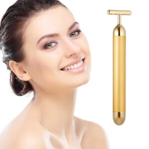 Beauty Bar 24k Golden Pulse Facial Massager T Shape Electric Sign Face Massage Tools for Sensitive Skin Face Pull Tight Firming Lift