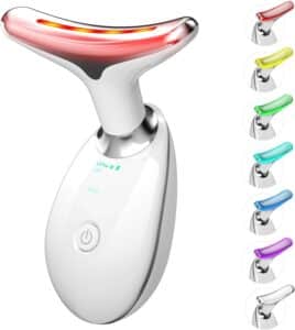7 in 1 Face Massager Tool Red Light Therapy for Face and Neck Red Light Therapy Wand Face Lift Device for Skin Care White