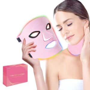 Led Face Mask Light TherapyRed Light Therapy for Face and Neck7 Colors LED Facial Skin Care Mask5 Level Brightness Adjustment309 LED Beads Can Be Used at HomePink