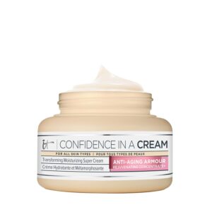 IT Cosmetics Confidence in a Cream Hydrating Anti Aging Face Moisturizer Visibly Reduces Fine Lines Wrinkles Up To 48H Hydration Repairs Skin Barrier Squalane Ceramides For All Skin Types