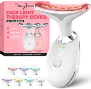 Face and Neck Massager Tool with Red Light Therapy LED Light Therapy Device for Face and Neck Facial Neck Care Tool for Skin Revitalization Relaxation Even Tone Smoother Looking Skin