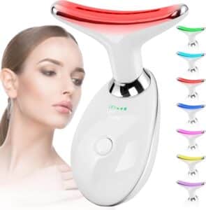 Facial Massager Red Light Therapy for Face and Neck Face culpting Wand with 7 Color White