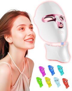 FOLOKE Red Light Therapy Mask for Face Neck LED Face Light TherapyUSB C RechargeableInfrared Mask for Home Working Travel Yoga
